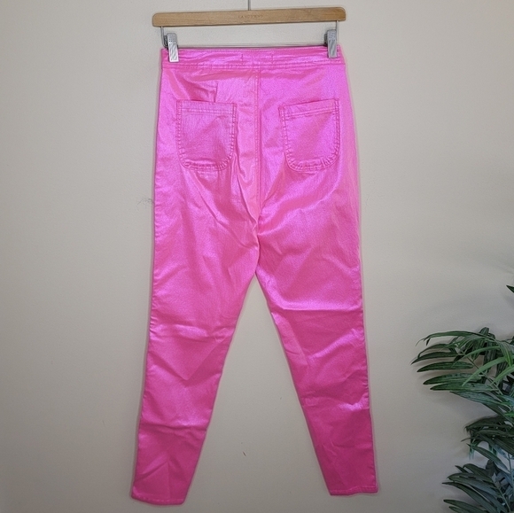 NWT JC & JQ Jeans | Bright Pink Shiny Skinny High Rise Jeans Size Large - Picture 4 of 5